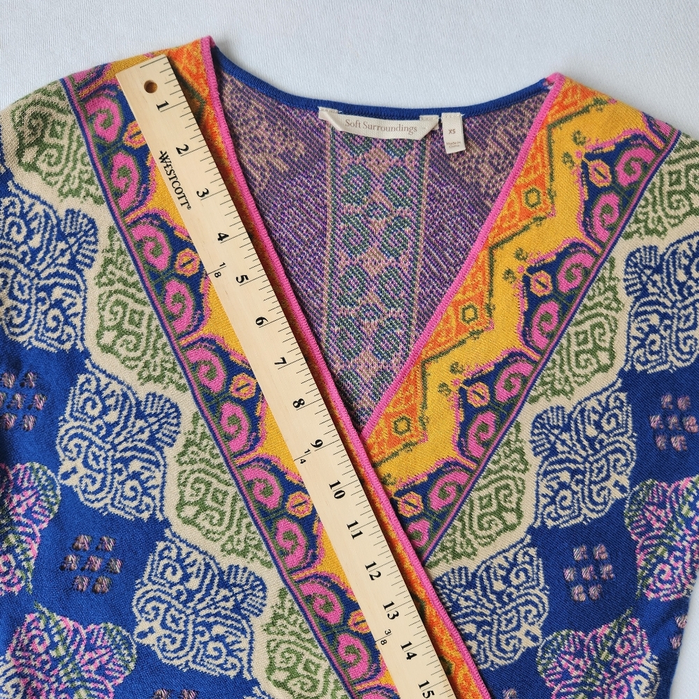 Soft Surroundings Kualoa Tunic Sweater Short Sleeves Printed Colorful Pretty XS - Picture 13 of 16